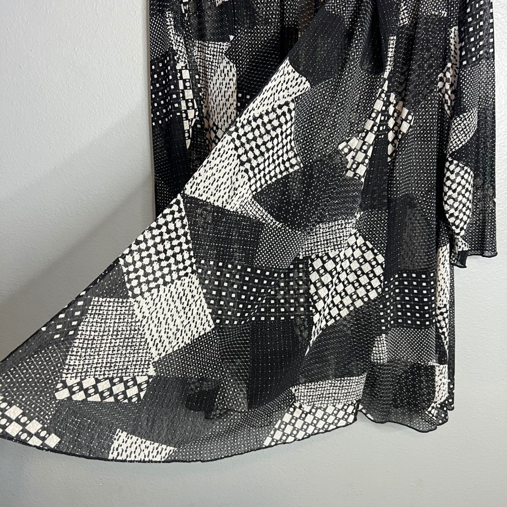 Ali Miles Cardigan Plus Sz 1X Geometric Patchwork Boho Artsy Mesh Cover Up - Picture 7 of 8